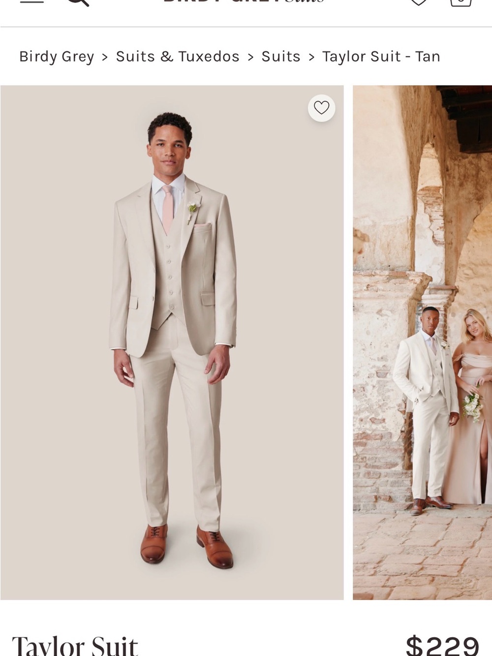 Birdy Grey Tan Three-Piece Suit - Taylor